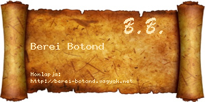 Berei Botond névjegykártya